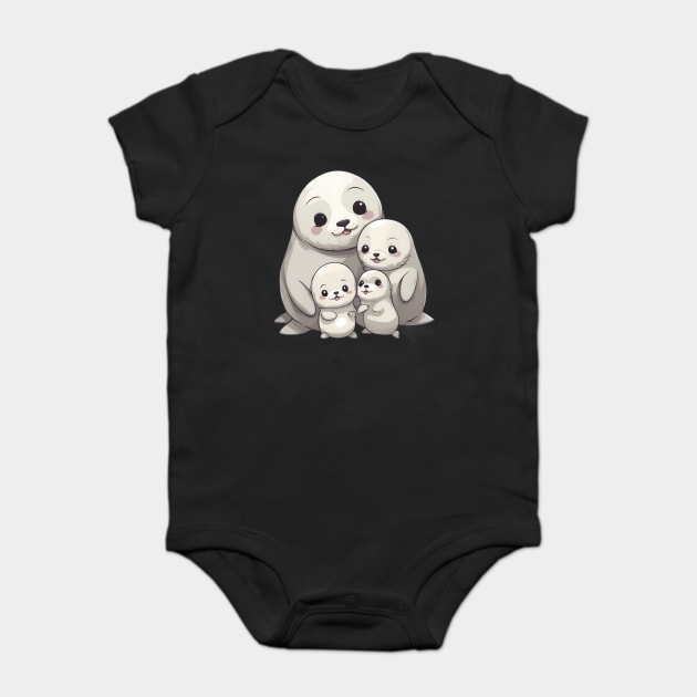 Cute Seal Family Baby Bodysuit by animegirlnft